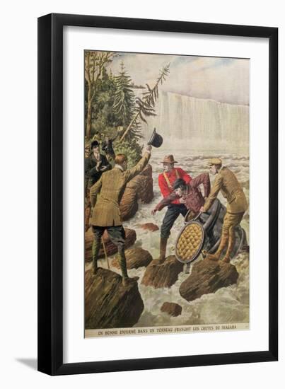 Over Niagara Falls in a Barrel, 1910-null-Framed Giclee Print