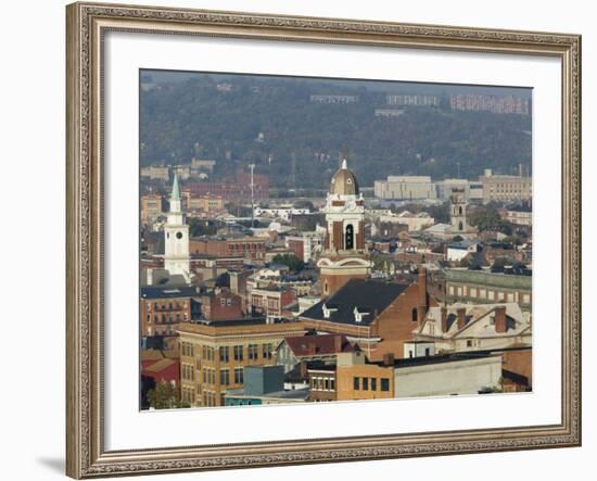 Over the Rhein Neighborhood from Mt. Adams, Cincinnati, Ohio-Walter Bibikow-Framed Photographic Print