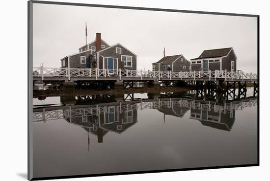 Over the Water Cottages Reflect Off the Calm Waters in the Nantucket Boat Basin-Greg Boreham-Mounted Photographic Print