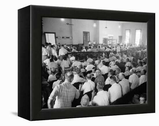 Overall of Courtroom During Trial of Two White Men for the Murder of Black Teenager Emmett Till-Ed Clark-Framed Premier Image Canvas