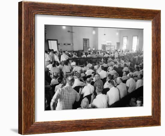 Overall of Courtroom During Trial of Two White Men for the Murder of Black Teenager Emmett Till-Ed Clark-Framed Photographic Print