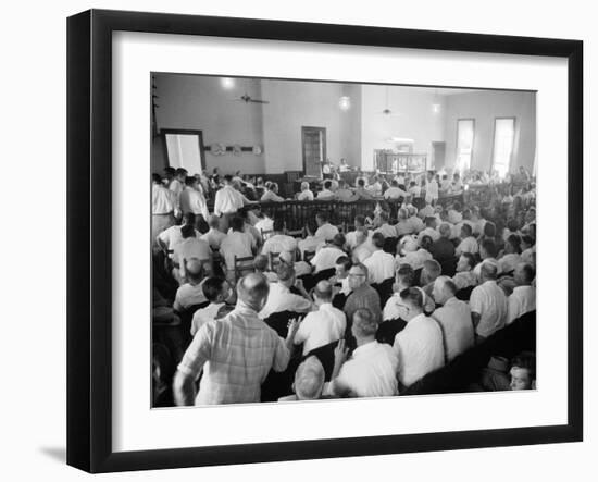 Overall of Courtroom During Trial of Two White Men for the Murder of Black Teenager Emmett Till-Ed Clark-Framed Photographic Print