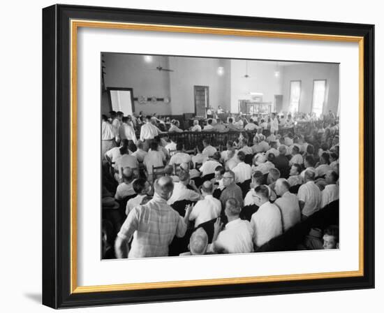 Overall of Courtroom During Trial of Two White Men for the Murder of Black Teenager Emmett Till-Ed Clark-Framed Photographic Print