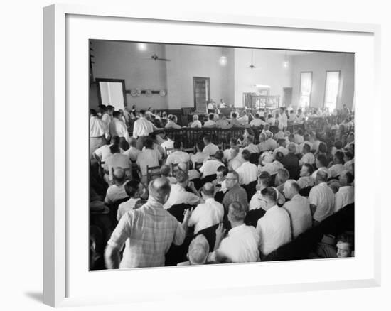 Overall of Courtroom During Trial of Two White Men for the Murder of Black Teenager Emmett Till-Ed Clark-Framed Photographic Print