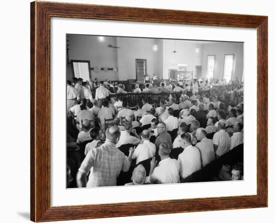 Overall of Courtroom During Trial of Two White Men for the Murder of Black Teenager Emmett Till-Ed Clark-Framed Photographic Print