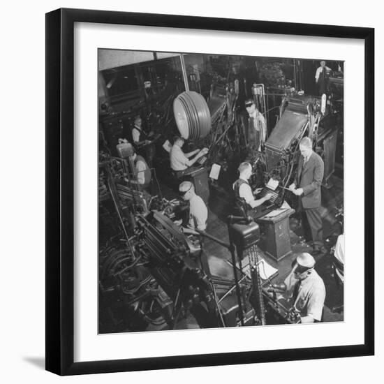 Overall Shot of the 44 Linotype Machines in the Government Printing Office-Walter B^ Lane-Framed Photographic Print