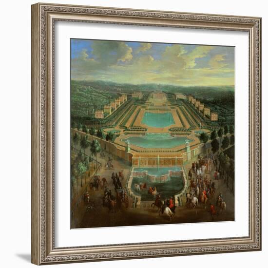 Overall view of the Chateau de Marly,designed by J.H.Mansart 1677-1688 for King Louis XIV.-Pierre Denis Martin-Framed Giclee Print