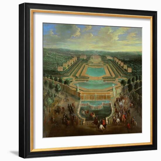 Overall view of the Chateau de Marly,designed by J.H.Mansart 1677-1688 for King Louis XIV.-Pierre Denis Martin-Framed Giclee Print