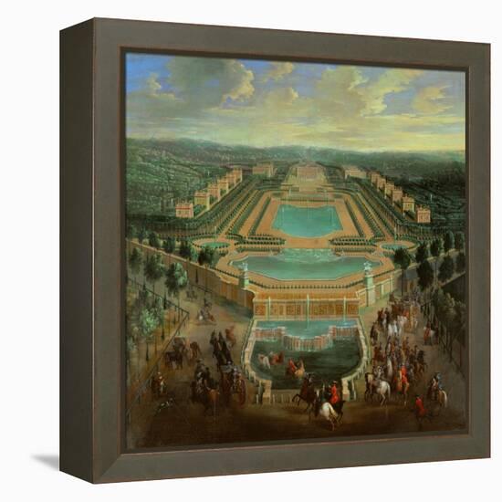 Overall view of the Chateau de Marly,designed by J.H.Mansart 1677-1688 for King Louis XIV.-Pierre Denis Martin-Framed Premier Image Canvas