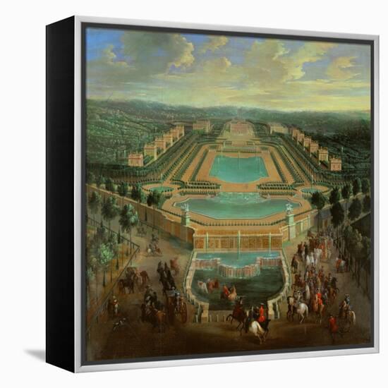 Overall view of the Chateau de Marly,designed by J.H.Mansart 1677-1688 for King Louis XIV.-Pierre Denis Martin-Framed Premier Image Canvas