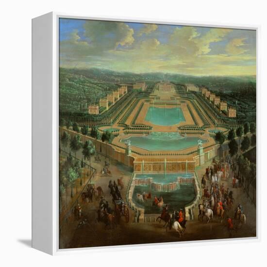 Overall view of the Chateau de Marly,designed by J.H.Mansart 1677-1688 for King Louis XIV.-Pierre Denis Martin-Framed Premier Image Canvas