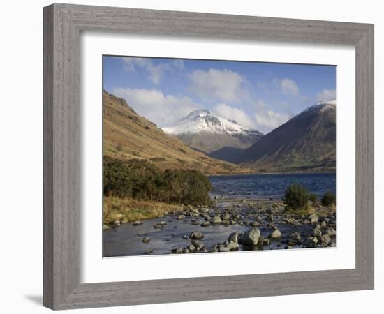 Overbeck Flows into Lake Wastwater, Great Gable 2949 Ft in Centre, Lake District National Park, Cum-James Emmerson-Framed Photographic Print