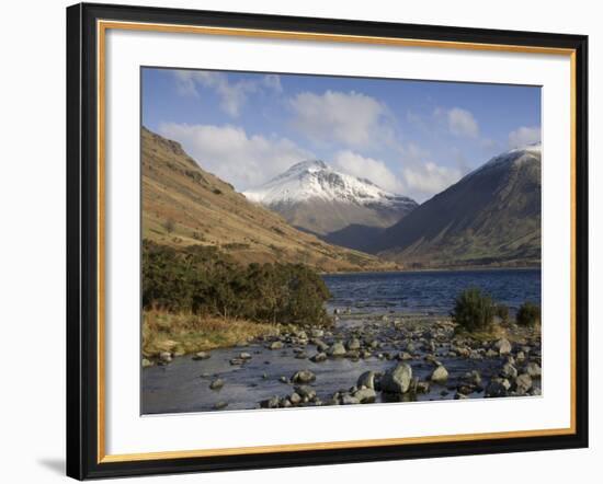 Overbeck Flows into Lake Wastwater, Great Gable 2949 Ft in Centre, Lake District National Park, Cum-James Emmerson-Framed Photographic Print