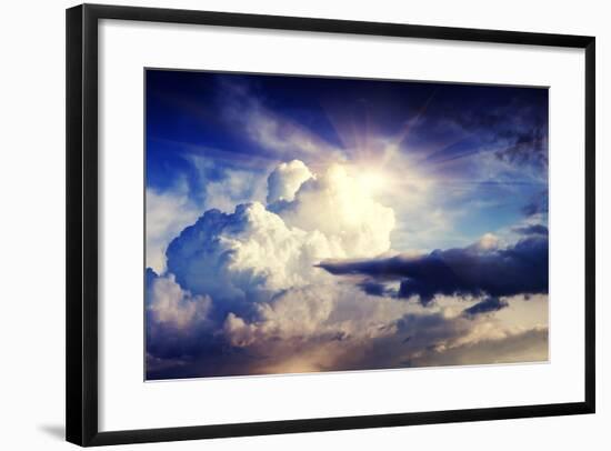 Overcast Sky before Storm, Dark Ominous Clouds at Sunset-Leonid Tit-Framed Photographic Print
