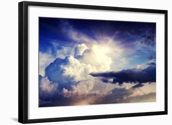 Overcast Sky before Storm, Dark Ominous Clouds at Sunset-Leonid Tit-Framed Photographic Print