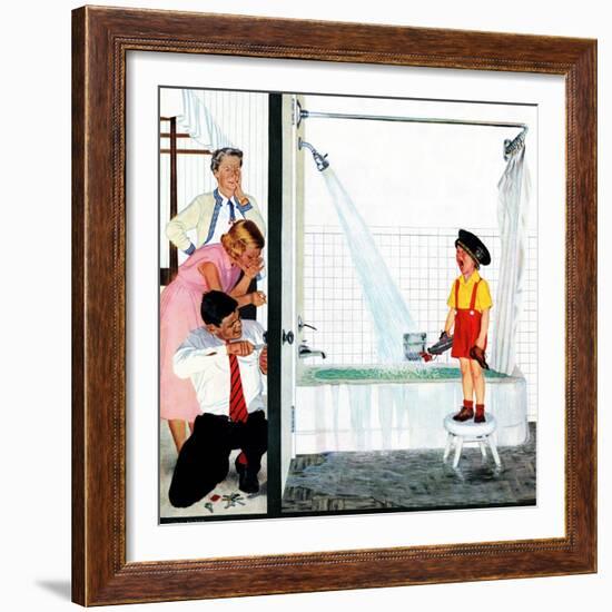 "Overflowing Tub", December 3, 1955-John Falter-Framed Giclee Print