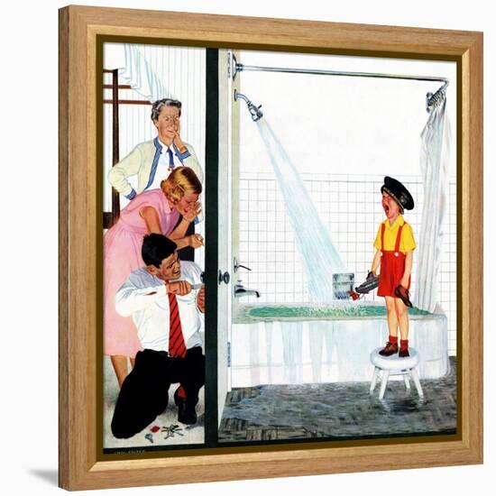 "Overflowing Tub", December 3, 1955-John Falter-Framed Premier Image Canvas