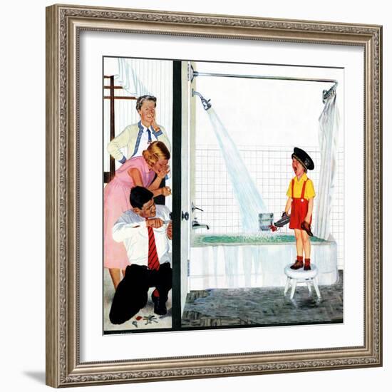 "Overflowing Tub", December 3, 1955-John Falter-Framed Premium Giclee Print