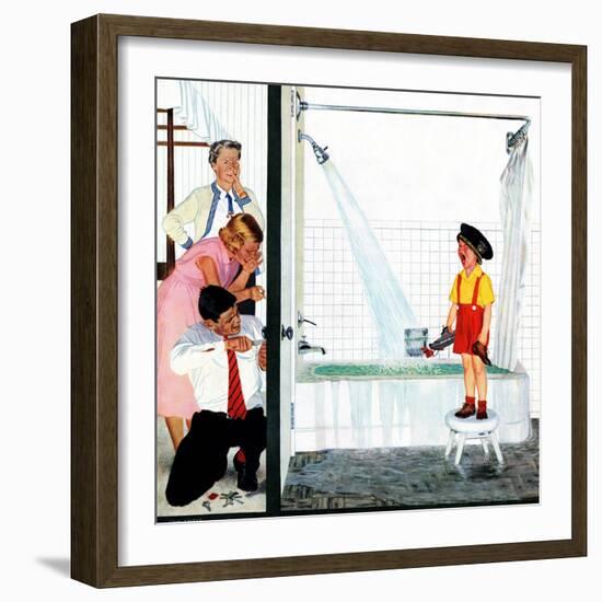 "Overflowing Tub", December 3, 1955-John Falter-Framed Premium Giclee Print