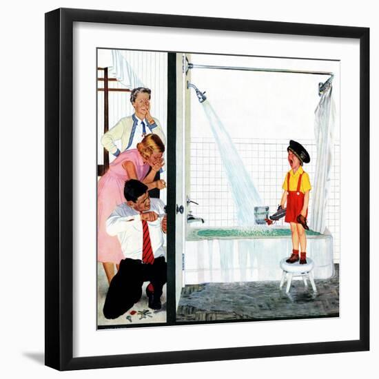 "Overflowing Tub", December 3, 1955-John Falter-Framed Giclee Print