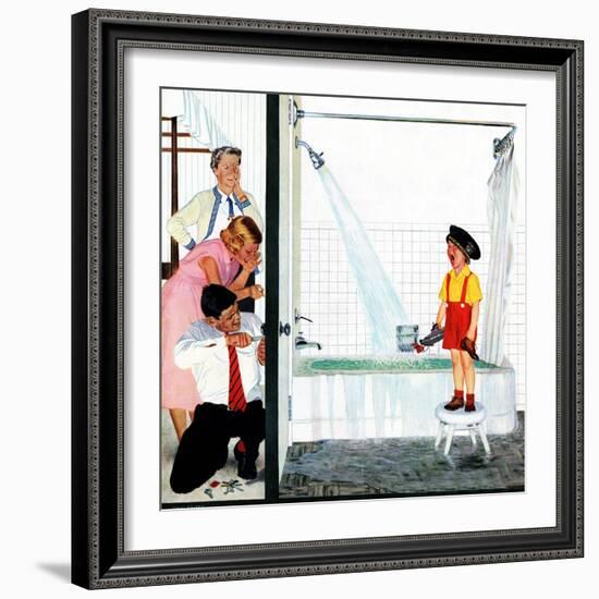 "Overflowing Tub", December 3, 1955-John Falter-Framed Giclee Print