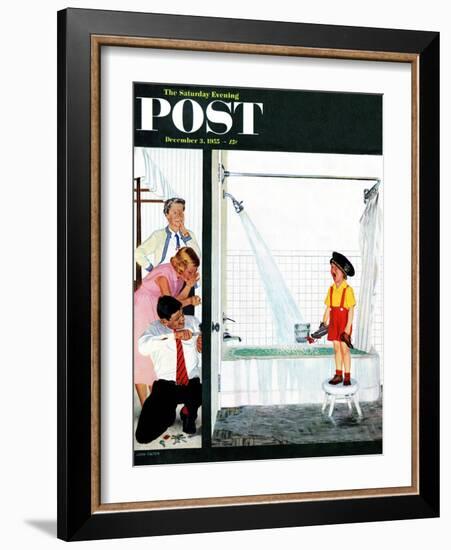 "Overflowing Tub" Saturday Evening Post Cover, December 3, 1955-John Falter-Framed Giclee Print