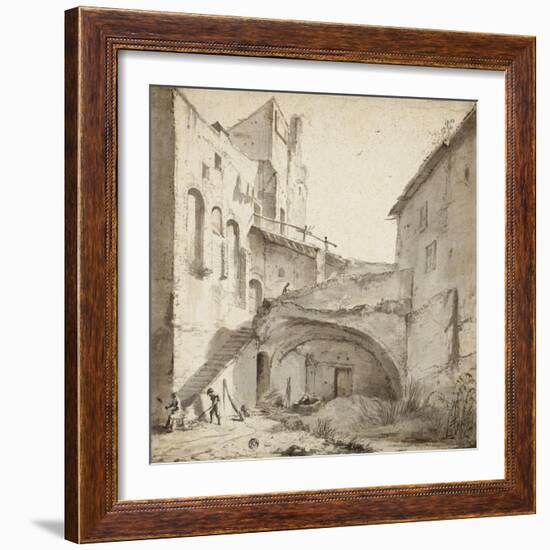 Overgrown Courtyard of Ruined Castle-null-Framed Giclee Print