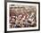 Overhead of Stacked Shelves of Food at Super Giant Supermarket with Shoppers Lined Up at Check Outs-John Dominis-Framed Photographic Print