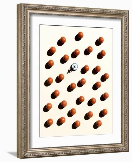 Overhead Shot of Balls and a Subbuteo Player-Eugenio Franchi-Framed Photographic Print