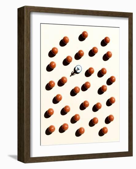 Overhead Shot of Balls and a Subbuteo Player-Eugenio Franchi-Framed Photographic Print