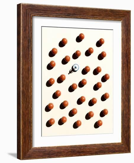 Overhead Shot of Balls and a Subbuteo Player-Eugenio Franchi-Framed Photographic Print