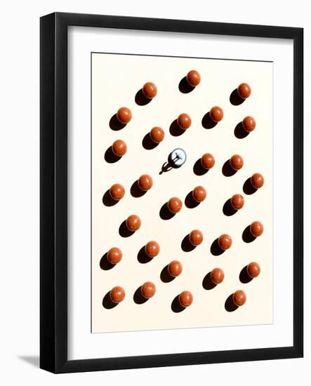 Overhead Shot of Balls and a Subbuteo Player-Eugenio Franchi-Framed Photographic Print