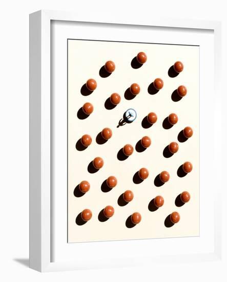 Overhead Shot of Balls and a Subbuteo Player-Eugenio Franchi-Framed Photographic Print