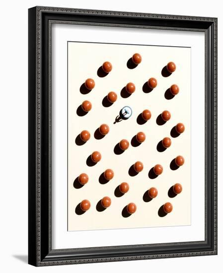 Overhead Shot of Balls and a Subbuteo Player-Eugenio Franchi-Framed Photographic Print