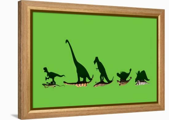 Overhead Shot of Some Dinosaurs-Eugenio Franchi-Framed Premier Image Canvas