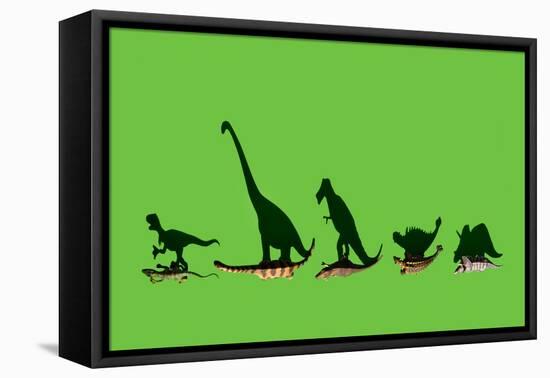 Overhead Shot of Some Dinosaurs-Eugenio Franchi-Framed Premier Image Canvas