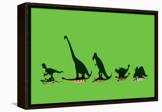 Overhead Shot of Some Dinosaurs-Eugenio Franchi-Framed Premier Image Canvas