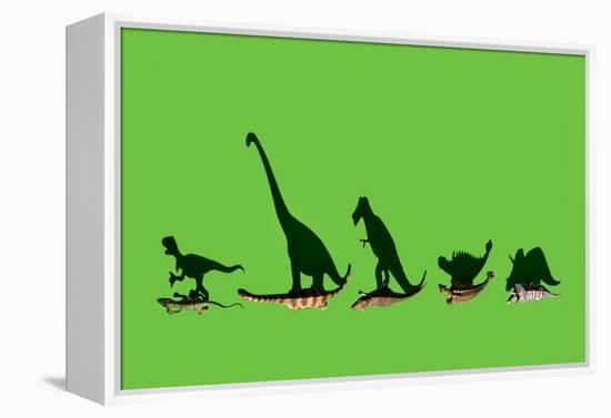 Overhead Shot of Some Dinosaurs-Eugenio Franchi-Framed Premier Image Canvas