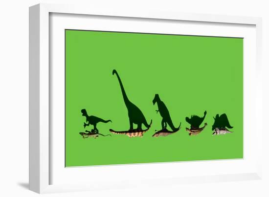 Overhead Shot of Some Dinosaurs-Eugenio Franchi-Framed Photographic Print