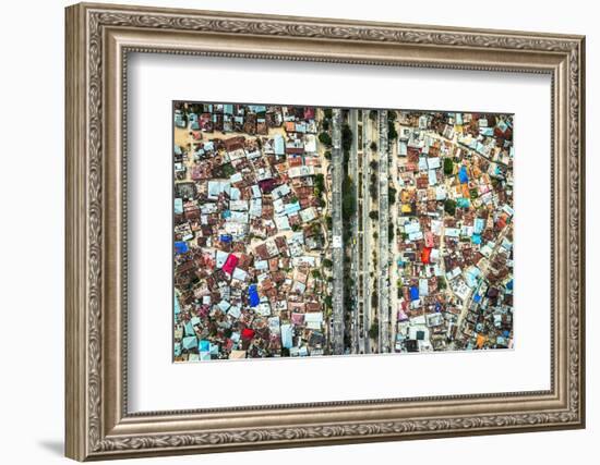 Overhead view of highway crossing the crowded city of Stone Town, Zanzibar, Tanzania-Roberto Moiola-Framed Photographic Print