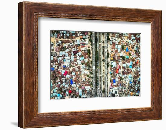 Overhead view of highway crossing the crowded city of Stone Town, Zanzibar, Tanzania-Roberto Moiola-Framed Photographic Print