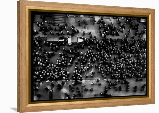 Overhead View of Men Relaxing on 36th Street, Between Eighth and Ninth Aves.-Margaret Bourke-White-Framed Premier Image Canvas