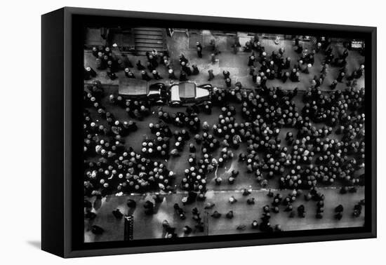 Overhead View of Men Relaxing on 36th Street, Between Eighth and Ninth Aves.-Margaret Bourke-White-Framed Premier Image Canvas