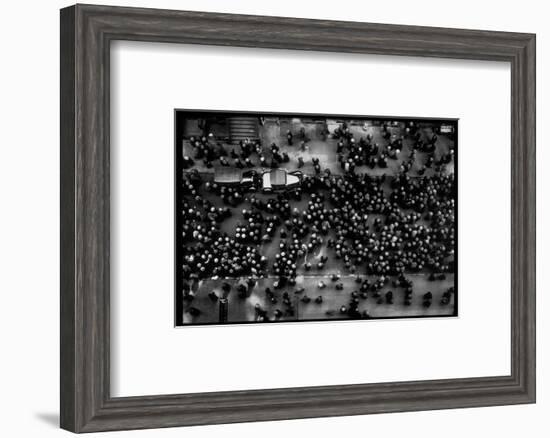 Overhead View of Men Relaxing on 36th Street, Between Eighth and Ninth Aves.-Margaret Bourke-White-Framed Photographic Print