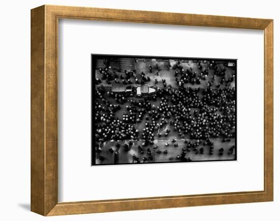 Overhead View of Men Relaxing on 36th Street, Between Eighth and Ninth Aves.-Margaret Bourke-White-Framed Photographic Print