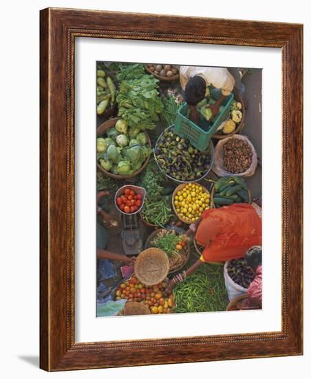 Overhead View of the Fruit and Vegetable Market, Pushkar, Rajasthan State, India, Asia-Gavin Hellier-Framed Photographic Print
