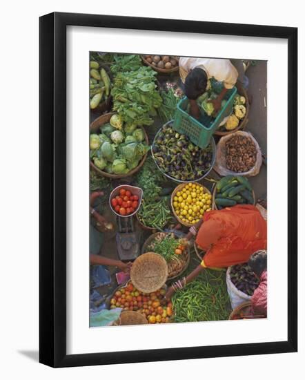 Overhead View of the Fruit and Vegetable Market, Pushkar, Rajasthan State, India, Asia-Gavin Hellier-Framed Photographic Print