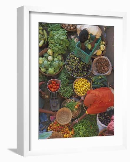 Overhead View of the Fruit and Vegetable Market, Pushkar, Rajasthan State, India, Asia-Gavin Hellier-Framed Photographic Print