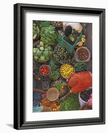 Overhead View of the Fruit and Vegetable Market, Pushkar, Rajasthan State, India, Asia-Gavin Hellier-Framed Photographic Print