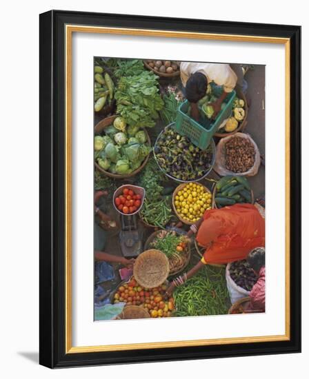 Overhead View of the Fruit and Vegetable Market, Pushkar, Rajasthan State, India, Asia-Gavin Hellier-Framed Photographic Print